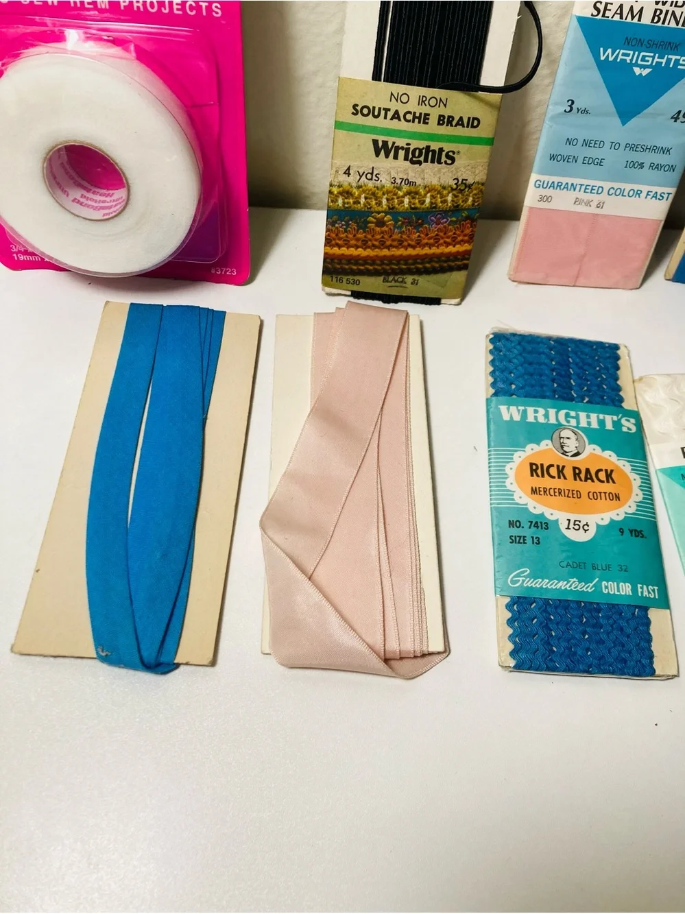 Vintage Assorted Sewing Hems and Bias Tape Bundle - Blue, Pink, Red, White